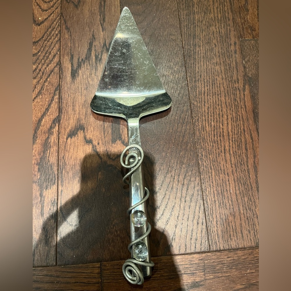Silver Cake Server with Spiral Handle